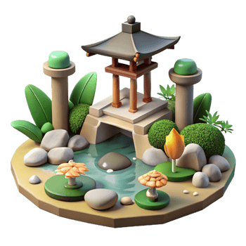 wonderful abstract 3D Render Peaceful Zen Garden Illustration professional png