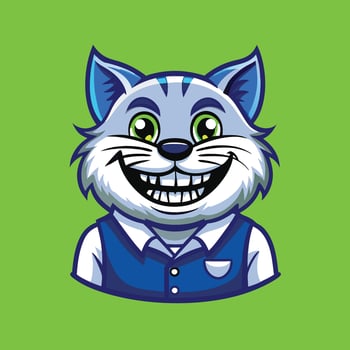 Cheerful Cat Cartoon Character with Mascot Logo Design vector
