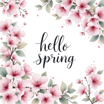 Hello spring floral background illustration png