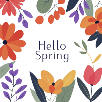 Hello spring floral background png