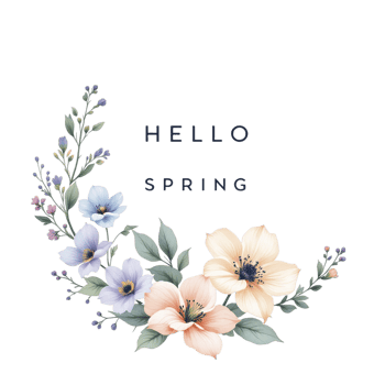 Hello spring floral wreath png