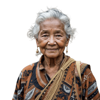 An old woman with white hair and a brown and black dress png