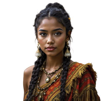 A beautiful young woman with braids and a traditional dress png