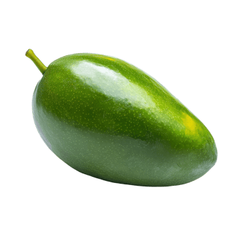 Fresh green mango isolated against a clean transparent background showcasing its vibrant, smooth skin and natural shape, green mango isolated on transparent background png