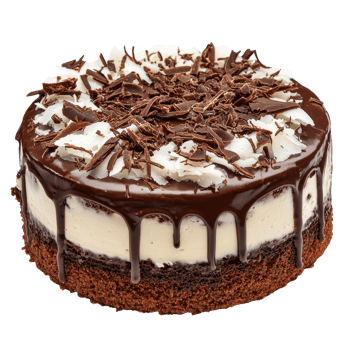 Indulge in a rich chocolate coconut cake featuring layers of creamy frosting and chocolate shavings on a transparent background, chocolate coconut cake isolated on transparent background png