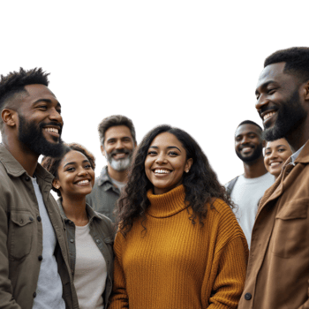 Group of people smiling and laughing png