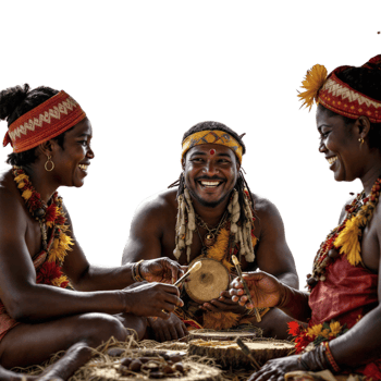 Three people in traditional clothing are smiling and laughing png