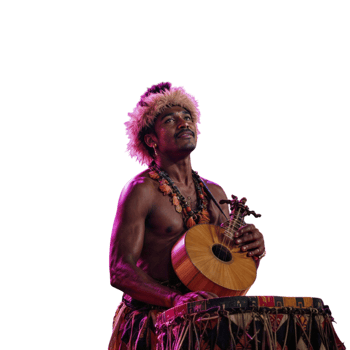 A man in a traditional costume playing a musical instrument png