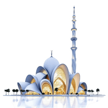 A mosque with a large dome and a tower png