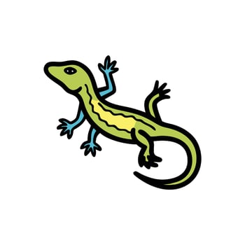 Vibrant Lizard Camouflaged in Foliage vector