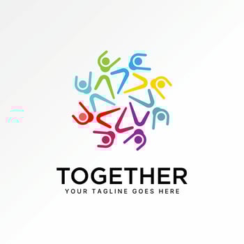 Logo design graphic concept creative premium stock image top sell happy active health care people rotation partnership teamwork success career vector