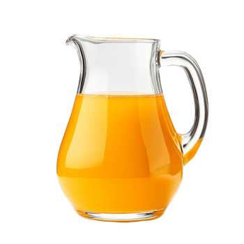 Fresh orange juice in a clear glass jug for a refreshing drink on a bright transparent background, Glass of fresh orange juice isolated on transparent background png