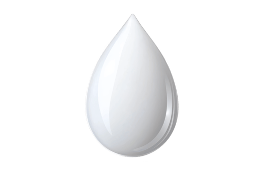 A glossy white droplet with smooth surface, resembling water or liquid. This evokes sense of purity and freshness, ideal for various design applications png