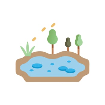 Charming Pond with Lush Vegetation vector