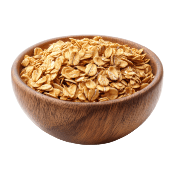 Delicious granola in a wooden bowl isolated on a transparent background, perfect for healthy snacking and breakfast options, Granola in wood bowl isolated on transparent background png