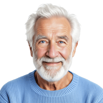 An older man with a white beard and blue sweater png