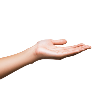 A womans hand extended and open, ready to hold or present something against a plain transparent background, woman hand holding somethingisolated on transparent background png