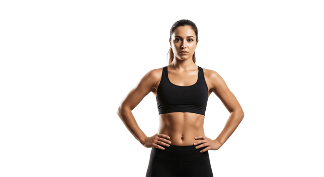 Fit woman with a strong, sporty look png
