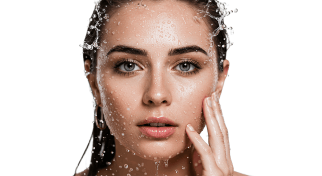 Portrait of a Woman Under Flowing Water png
