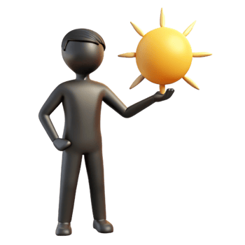 stunning artistic 3D Illustration Sun Energy Man 4K png