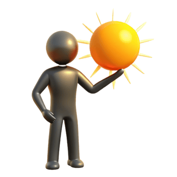 extraordinary minimalist 3D Illustration Figure Holding the Sun professional png