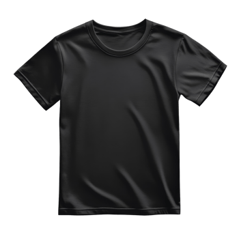 Black tshirt displayed on a transparent background highlighting its design and fabric texture clearly, Blank black tshirts transparent background. Black tshirt transparent background png