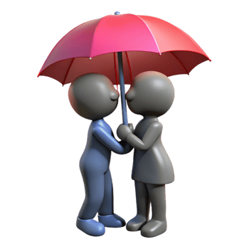 elegant rustic 3D Render Couple Under Umbrella authentic png