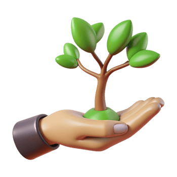 serene abstract 3D Render Sapling in Hand Environmental Concept authentic png