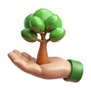 impressive contemporary 3D Cartoon Hand Holding Sapling exclusive png
