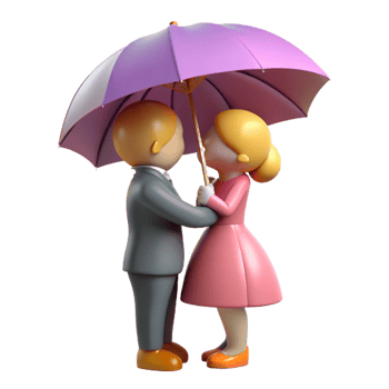 wonderful modern 3D Render Couple Kissing Under Umbrella genuine png