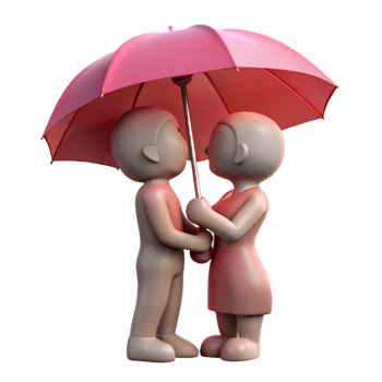 serene minimalist Romantic Couple under Pink Umbrella 3D Render high resolution png