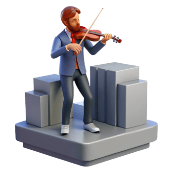 stunning artistic 3D Illustration Musician Playing Violin original png