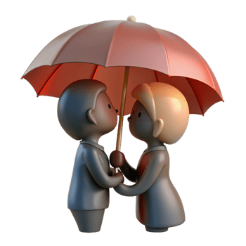 magnificent creative 3D Render Couple Under Umbrella professional png