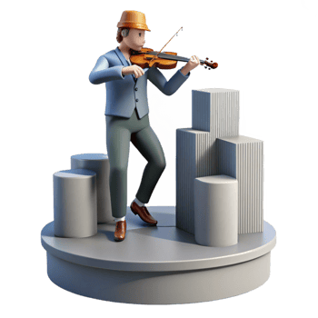 stunning traditional 3D Illustration Musician Violinist Stage detailed png