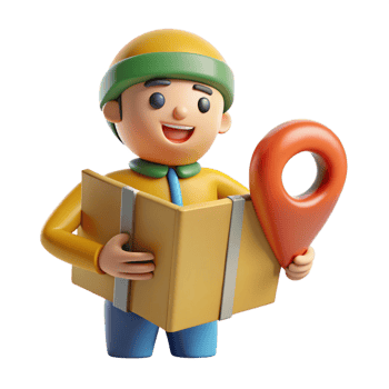 beautiful minimalist 3D Cartoon Delivery Boy with Map high quality png