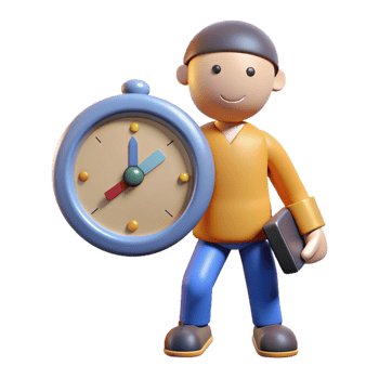 extraordinary contemporary 3D Cartoon Character Holding Clock premium png