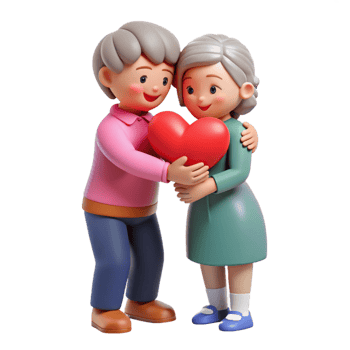 magnificent vintage 3D Illustration Loving Elderly Couple detailed png