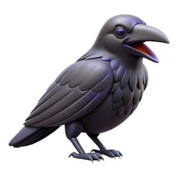 elegant abstract Cartoon Raven 3D Render original png