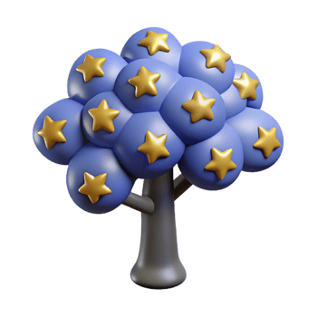 wonderful traditional 3D Render Starry Tree Illustration exclusive png