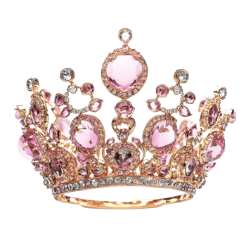 An enchanting pink crown adorned with sparkling jewels set against a bright transparent background, perfect for royal events, Enchanting Pink Crown on transparent background Royalty in Motion png