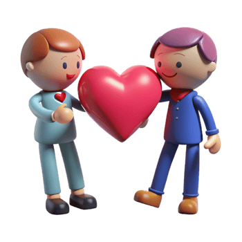 magnificent vintage 3D Illustration Cartoon Couple Sharing Love Heart detailed png