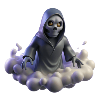 serene classic 3D Grim Reaper Illustration premium png