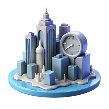 beautiful contemporary 3D Cityscape Illustration Time Concept high quality png