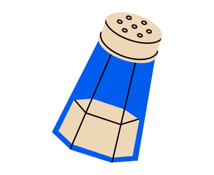 Hand drawn cute cartoon illustration salt shaker. Flat ingredient doodle. Spice for food icon or sticker. Superstition symbol. Salt of the earth. Spiritual protection or cleansing. Isolated. vector