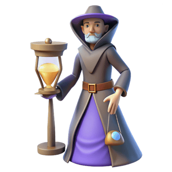 extraordinary rustic Wizard 3D Render Hourglass Fantasy original png