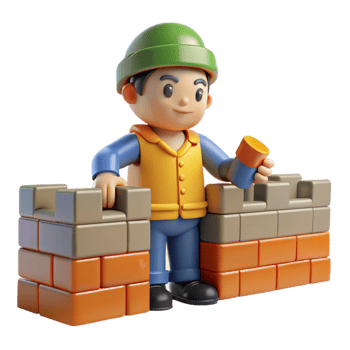 magnificent modern 3D Cartoon Builder Toy Constructing Wall professional png