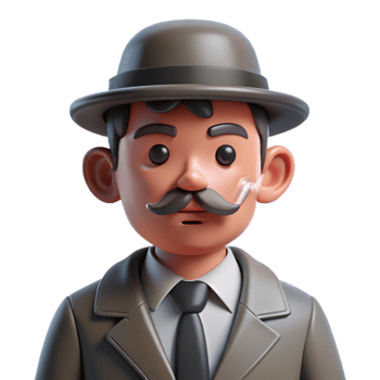 dramatic artistic 3D Cartoon Detective Illustration high quality png