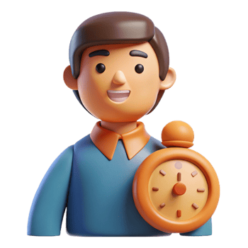 beautiful creative 3D Cartoon Man Holding Clock Illustration genuine png