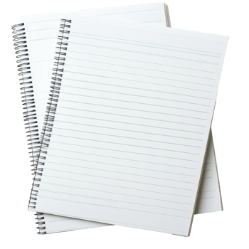 Lined notepad pages stacked on a clean transparent background ready for writing and notetaking activities, lined paper sheets or notepad pages on transparent backgroundfile png