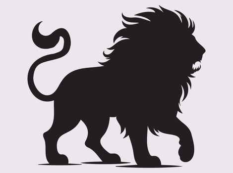 Bold Black Lion Activities Silhouette, Fierce Lion vector